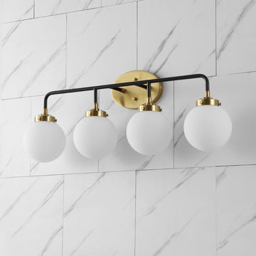 Caleb Brass Vanity Wall Sconce Frosted